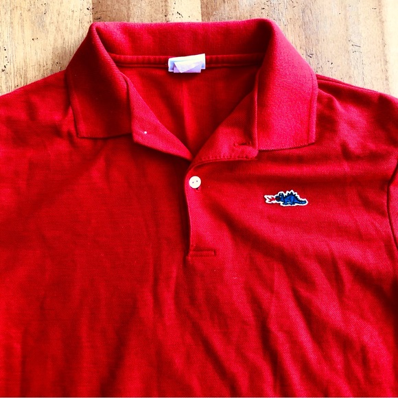 Vintage Kids Bright Red Polo Fire Breathing Dragon Chest Logo Knit Boys 20 Prep - Picture 1 of 11